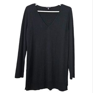 Eileen Fisher Merino Wool black long sleeve sweater/ tunic size S